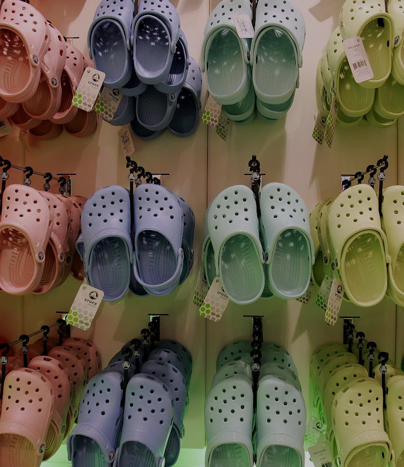 LONDON - OCTOBER 18: Rows of hanging Crocs in the first UK Crocs store on October 18, 2007 in London...
