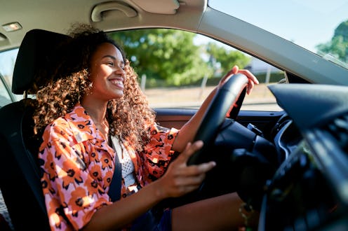 woman driving her car