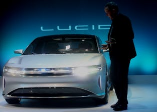 Chief Technology Officer Peter Rawlinson, takes part in a press event for the new "air" electric car...