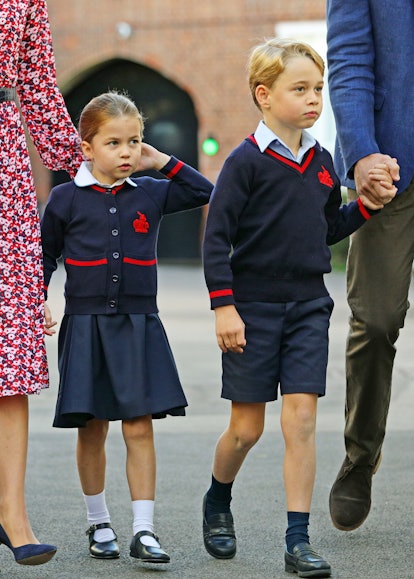 LONDON, UNITED KINGDOM - SEPTEMBER 5: Princess Charlotte arrives for her first day of school at Thom...