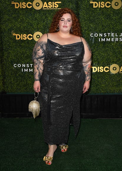 PALOS VERDES ESTATES, CALIFORNIA - JULY 21: Tess Holliday arrives at The DiscOasis VIP Night at South Coast Botanic Garden on July 21, 2021 in Palos Verdes Estates, California. (Photo by Jon Kopaloff/FilmMagic)