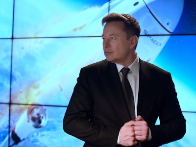 January 19, 2020 - Kennedy Space Center, Florida, United States - SpaceX CEO Elon Musk prepares to d...