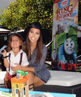 LOS ANGELES, CA - SEPTEMBER 15:  Kourtney Kardashian (R) and son Mason attend the "Thomas & Friends:...