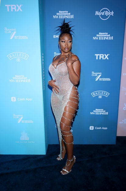 HOLLYWOOD, FLORIDA - JULY 23: Megan Thee Stallion attends the Sports Illustrated Swimsuit celebration of the launch of the 2021 Issue at Seminole Hard Rock Hotel & Casino on July 23, 2021 in Hollywood, Florida. (Photo by Rodrigo Varela/Getty Images for Sports Illustrated Swimsuit)