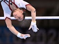 Germany's Kim Bui competes in the uneven bars event of the  artistic gymnastics women's qualificatio...