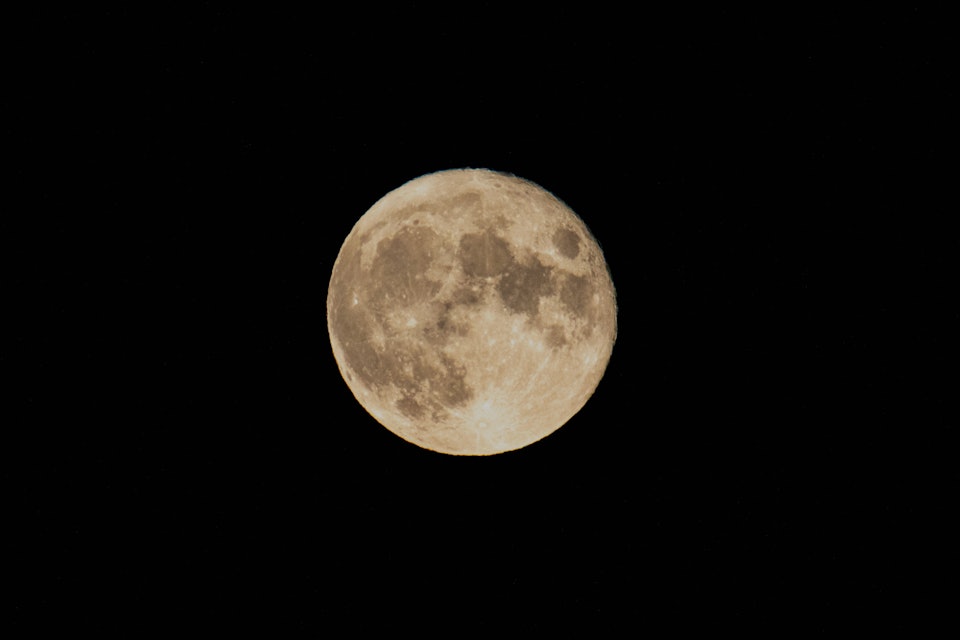 The Summer July Full Moon nicknamed as Buck Moon as seen from Florina city, Greece on July 25, 2021....