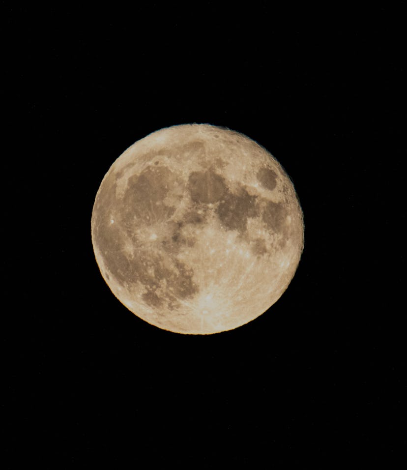 The Summer July Full Moon nicknamed as Buck Moon as seen from Florina city, Greece on July 25, 2021....