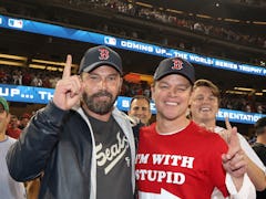 LOS ANGELES, CA - OCTOBER 28:  Ben Affleck and Matt Damon attend te 2018 World Series Boston Red Sox...