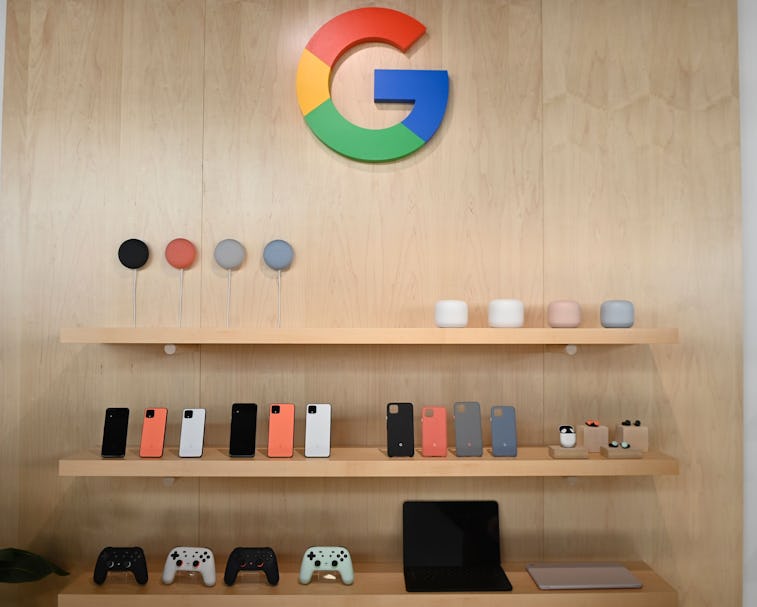 The new Google Pixel 4 phone is on display during a Google product launch event called Made by Googl...