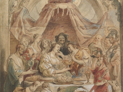 The Banquet of Anthony and Cleopatra, 17th century. Artist Jacob Jordaens. (Photo by Heritage Art/He...