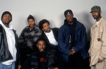 NEW YORK - APRIL 1: Rap Group The Wu-Tang Clan pose for a portrait on April 1, 1994 in New York City...