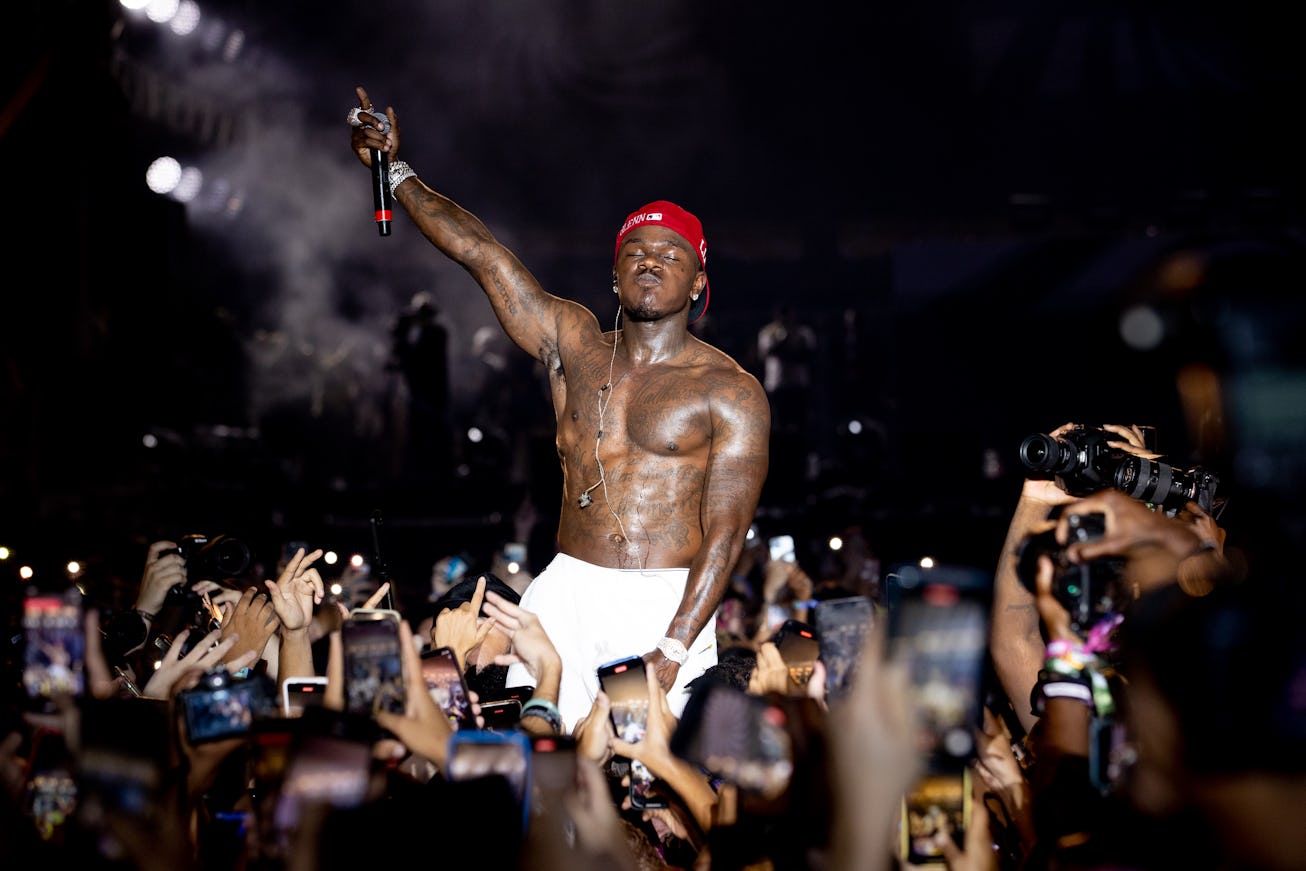 MIAMI GARDENS, FLORIDA - JULY 25: DaBaby performs on stage during Rolling Loud at Hard Rock Stadium ...