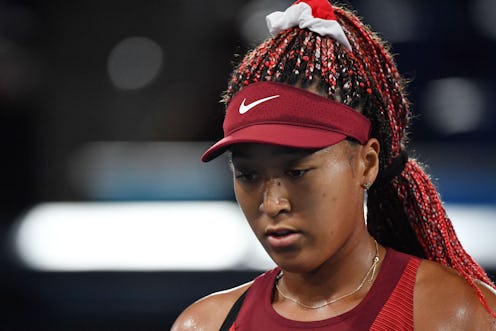 Japan's Naomi Osaka competes against Czech Republic's Marketa Vondrousova during their Tokyo 2020 Ol...