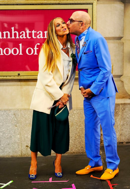 Sarah Jessica Parker and Willie Garson as Carrie and Stanford on the set of the Sex An The City Rebo...