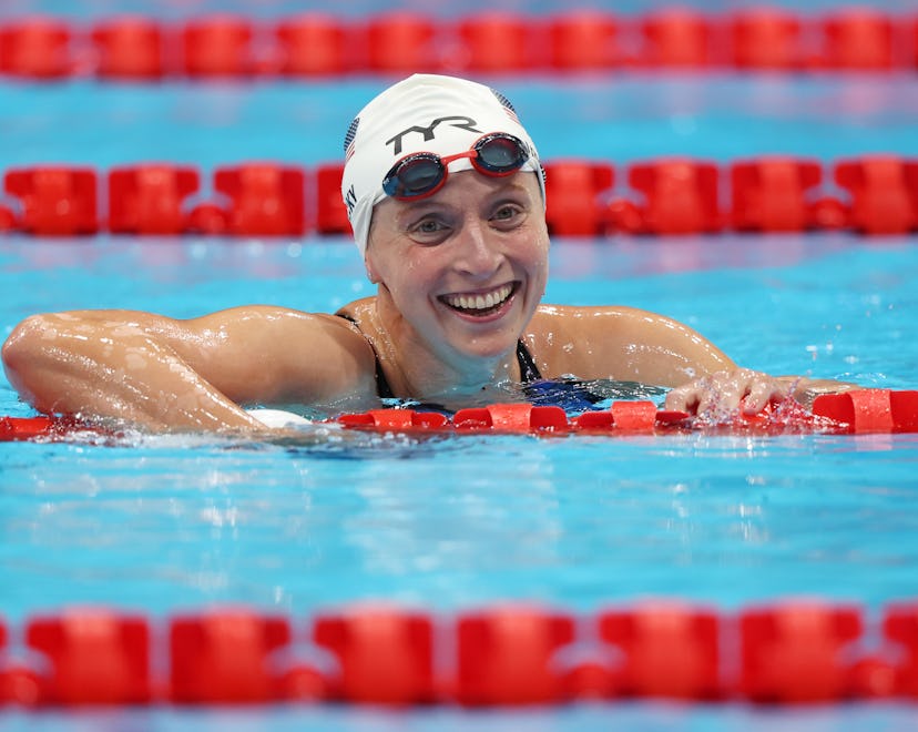 TOKYO, JAPAN - JULY 25: Katie Ledecky of Team United States competes in heat three of the Women's 40...