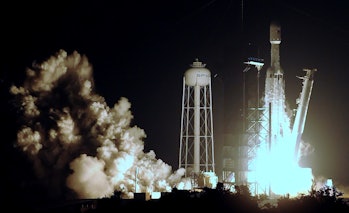 Kennedy Space Center, Florida, United States - A SpaceX Falcon Heavy rocket carrying satellites for the U.S. Air Force successfully launches from pad 39A on June 25, 2019 at Kennedy Space Center in Florida. The Space Test Program-2 mission will attempt to deliver 24 different payloads into three different orbits. (Photo by Paul Hennessy/NurPhoto via Getty Images)