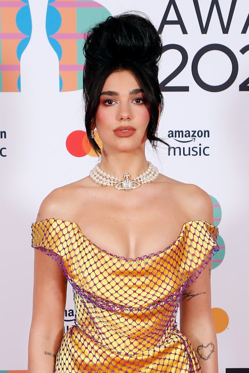 LONDON, ENGLAND - MAY 11: Dua Lipa arrives at The BRIT Awards 2021 at The O2 Arena on May 11, 2021 i...