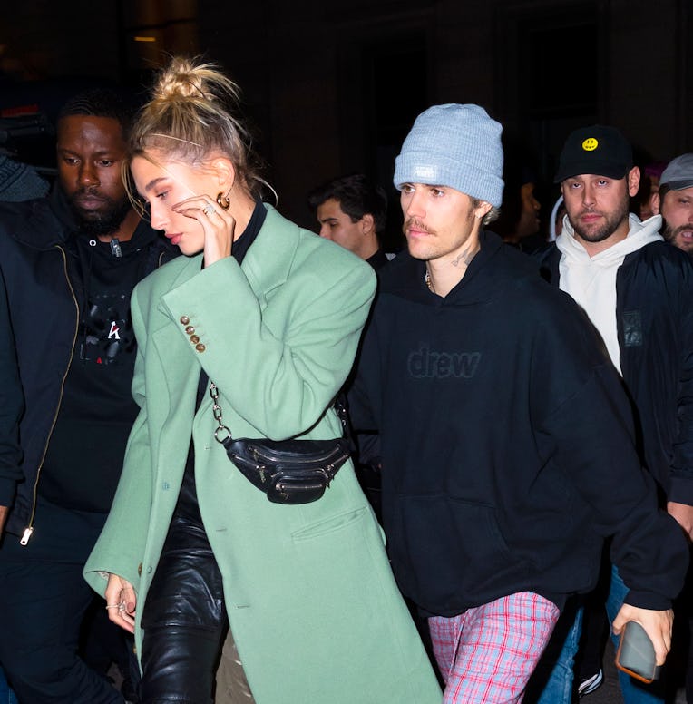 NEW YORK, NEW YORK - FEBRUARY 08: Justin Bieber and Hailey Bieber are seen on February 08, 2020 in N...
