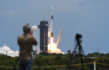 CAPE CANAVERAL, FLORIDA, UNITED STATES - 2021/06/03: A SpaceX Falcon 9 rocket with a Dragon 2 spacec...