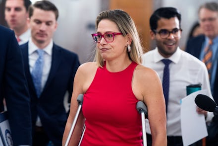 UNITED STATES - JUNE 16: Sen. Kyrsten Sinema, D-Ariz., arrives for a Senate Homeland Security and Go...