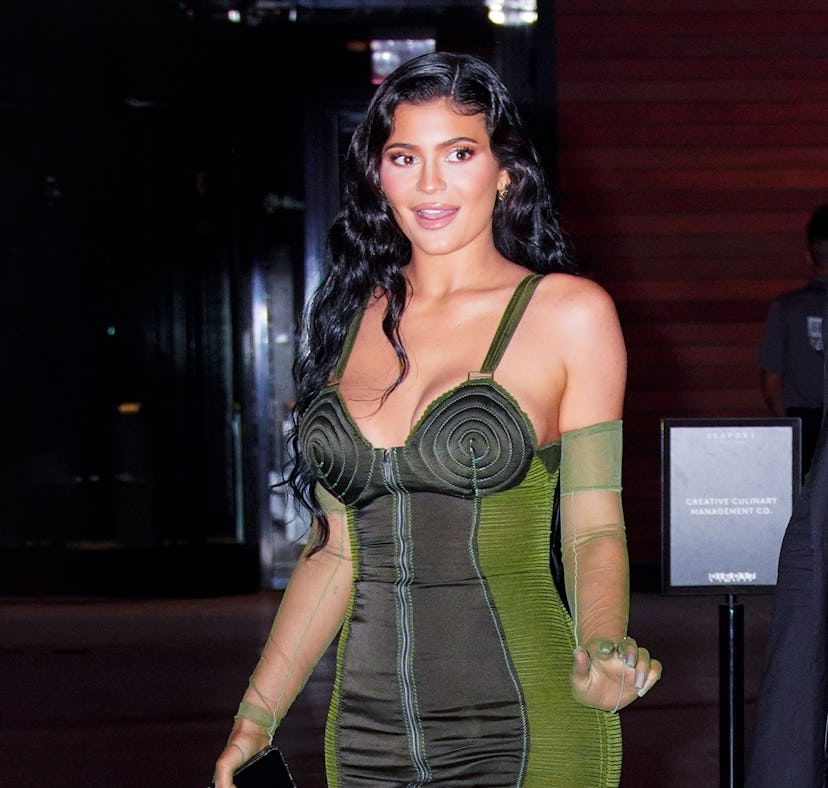 NEW YORK, NEW YORK - JUNE 15: Kylie Jenner departs the 2021 Parsons Award event on June 15, 2021 in ...