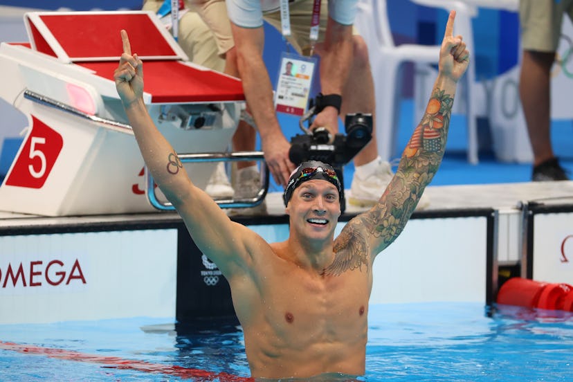 Caleb Dressel of Team United States wins gold at the 2021 Olympics in Tokyo. (Photo by Abbie Parr/Ge...