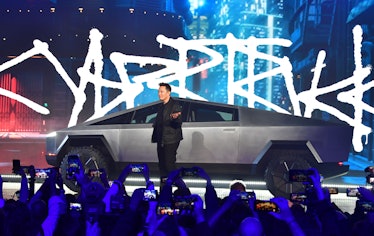 Tesla co-founder and CEO Elon Musk unveils the all-electric battery-powered Tesla's Cybertruck at Te...