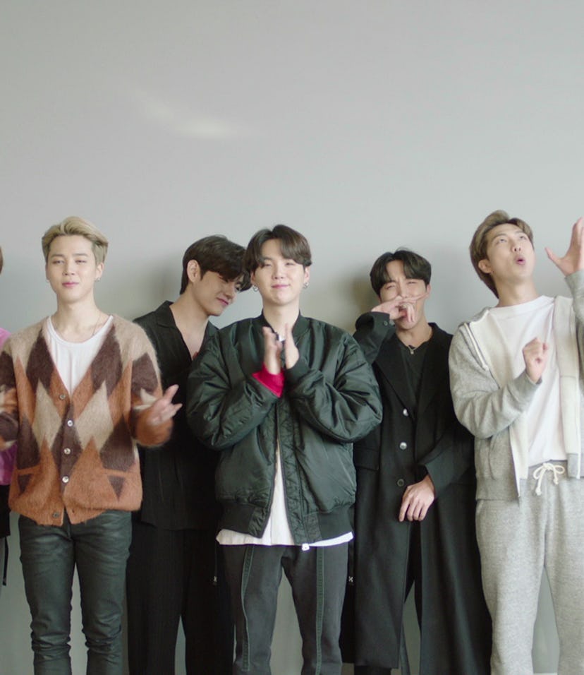 LOS ANGELES, CALIFORNIA - NOVEMBER 01: In this screengrab released on November 08, BTS accepting the...