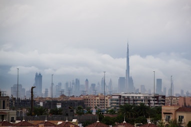 Burj Khalifa surrounded with cloudy sky