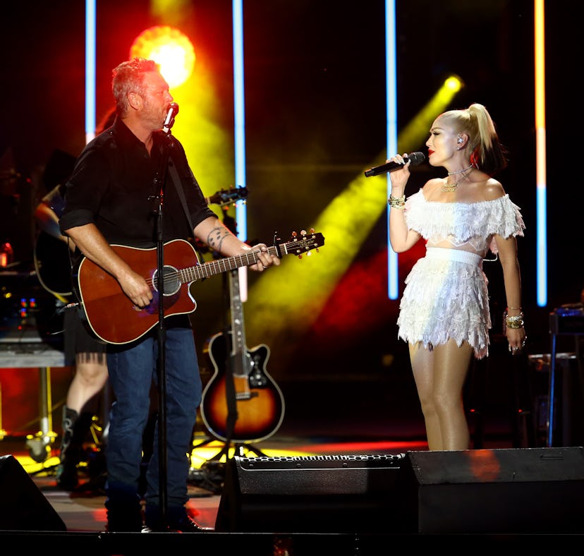 NASHVILLE, TENNESSEE - JULY 27: Blake Shelton and Gwen Stefani perform during the CMA Summer Jam at ...