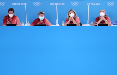 Judges wearing masks during Women's Podium Training ahead of the Tokyo 2020 Olympic Games 