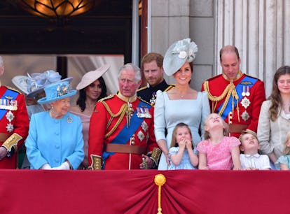 LONDON, ENGLAND - JUNE 09: Queen Elizabeth II, Meghan, Duchess of Sussex, Prince Charles, Prince of...