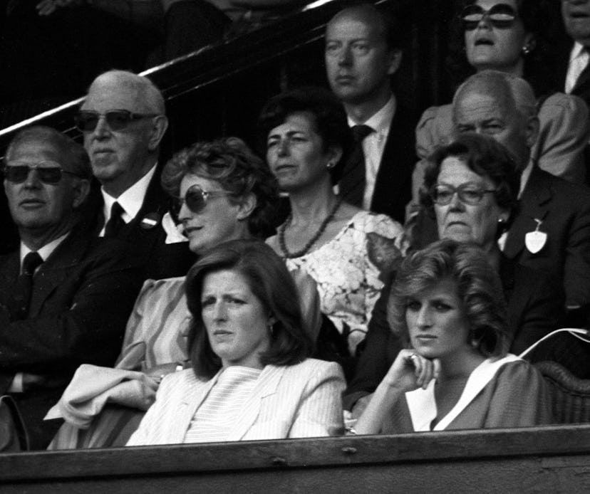 Princess Diana watches tennis with her sister Lady Jane Fellowes.