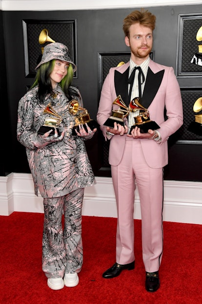 LOS ANGELES, CALIFORNIA - MARCH 14: (L-R) Billie Eilish and FINNEAS, winners of Record of the Year f...