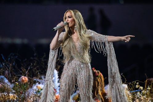 INGLEWOOD, CA - MAY 02:   Jennifer Lopez performs at the Vax Live concert at SoFi Stadium on Sunday,...