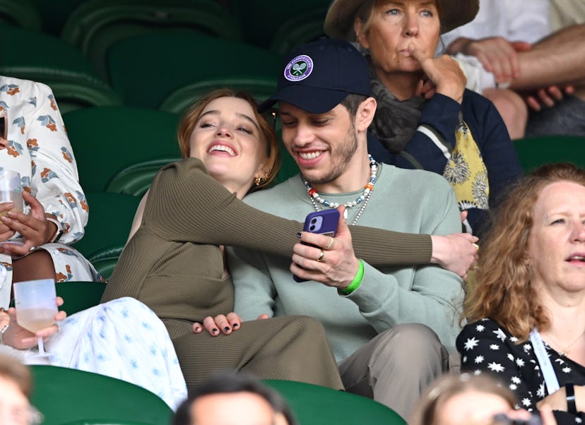 LONDON, ENGLAND - JULY 03: Phoebe Dynevor and Pete Davidson hosted by Lanson attend day 6 of the Wim...