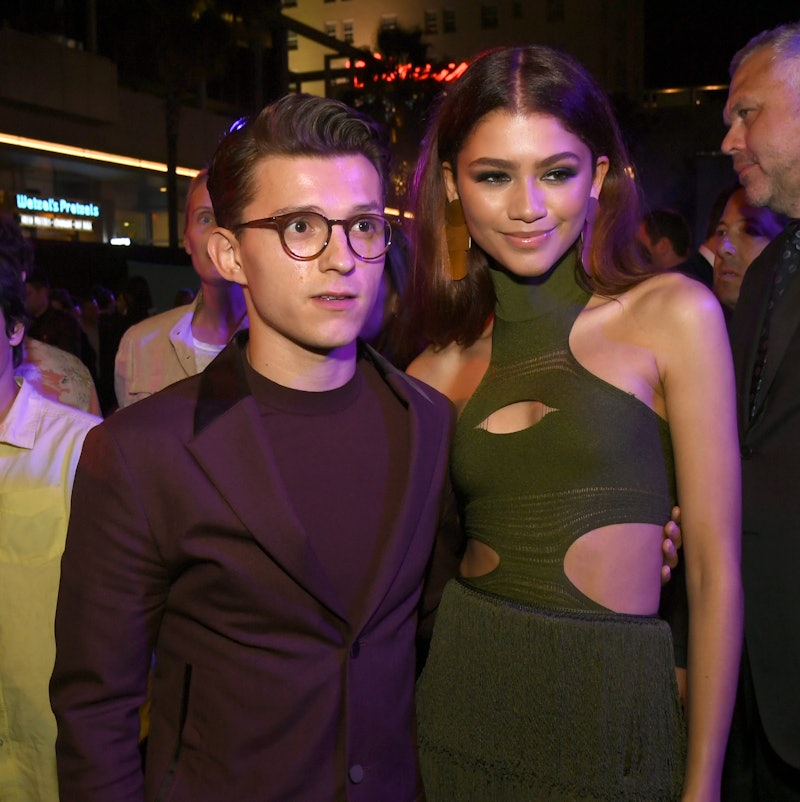 HOLLYWOOD, CALIFORNIA - JUNE 26: Tom Holland (L) and Zendaya pose at the after party for the premier...