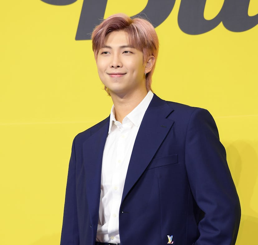 SEOUL, SOUTH KOREA - MAY 21: RM of BTS attends a press conference for BTS's new digital single 'Butt...