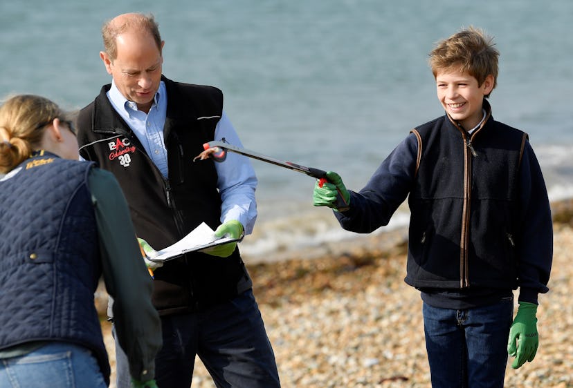 James, Viscount Severn, teases his sister on the beach.