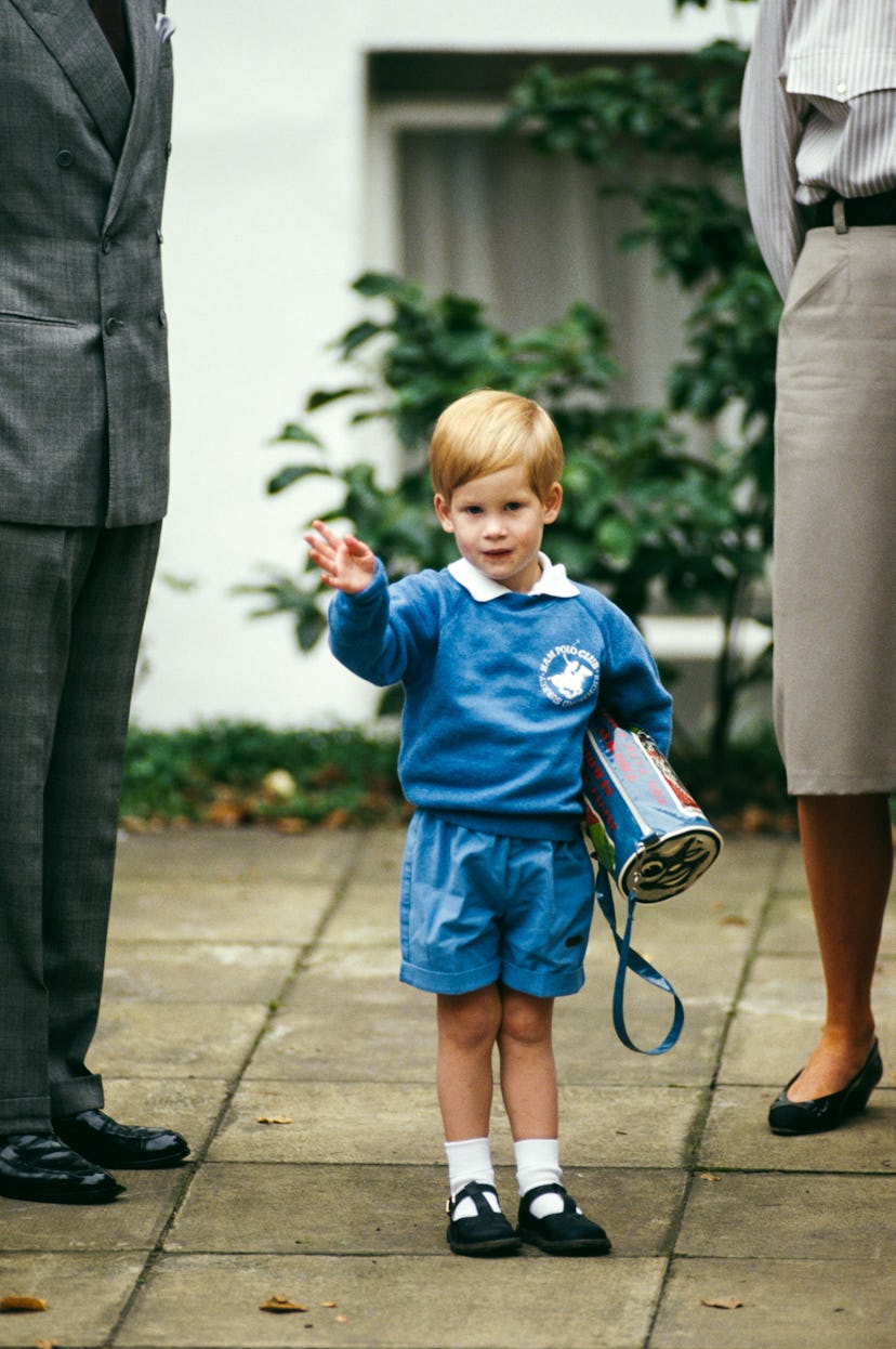 Prince Harry heads off to school in 1987.