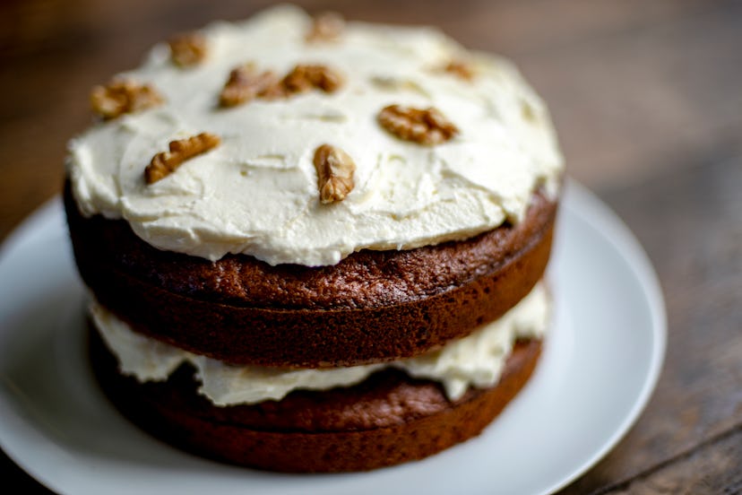 This version of carrot cake topped with cream cheese frosting is an easy dessert to bake for beginne...