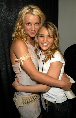 Britney Spears and Jamie-Lynn Spears at the Barker Hangar in Santa Monica, California (Photo by Kevi...