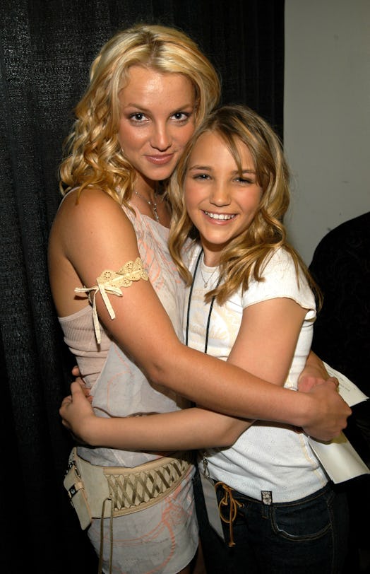 Britney Spears and Jamie-Lynn Spears at the Barker Hangar in Santa Monica, California (Photo by Kevi...