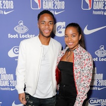 LONDON, ENGLAND - JANUARY 11:  Raheem Sterling and Paige Milian  attend the Philadelphia 76ers and B...