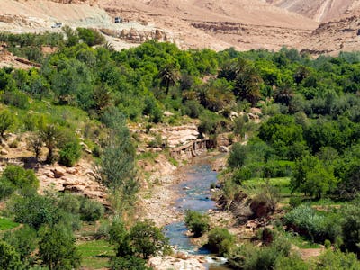 OUNILA VALLEY, MOROCCO - 23rd APRIL 2016 - The Oued (River) Ounila running through the the heart of ...