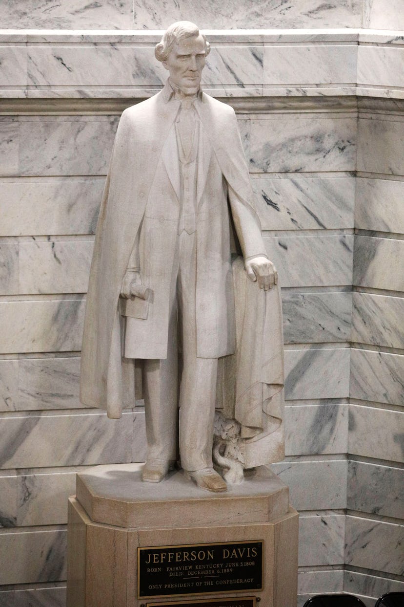 FRANKFORT, KY - AUGUST 30: A statue of Confederate President Jefferson Davis stands in the rotunda o...