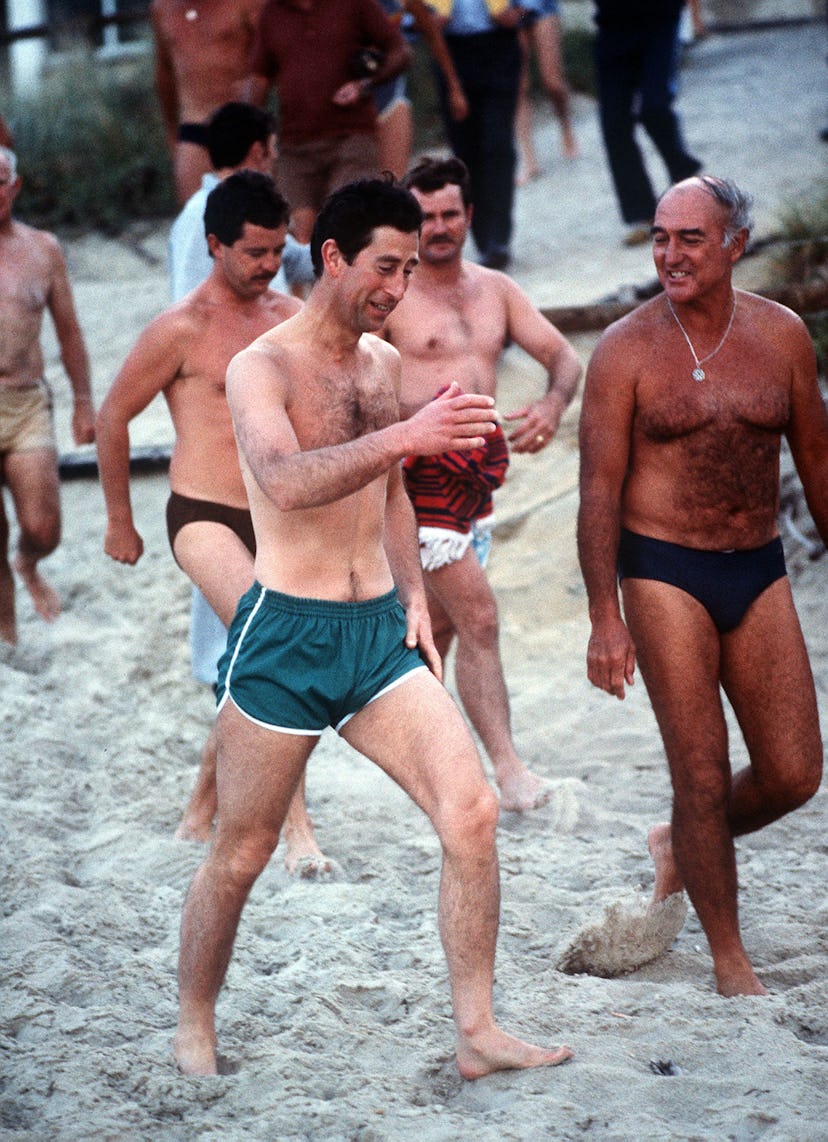 Prince Charles went for a run on the beach.