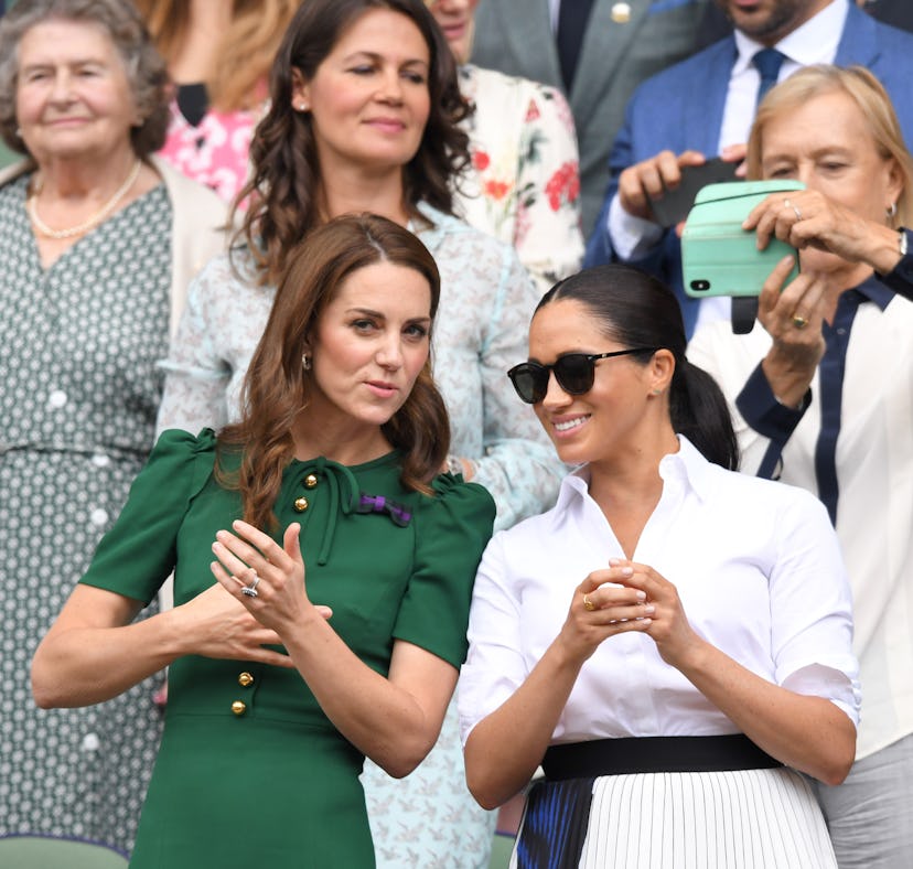 LONDON, ENGLAND - JULY 13: Catherine, Duchess of Cambridge and Meghan, Duchess of Sussex in the Roya...