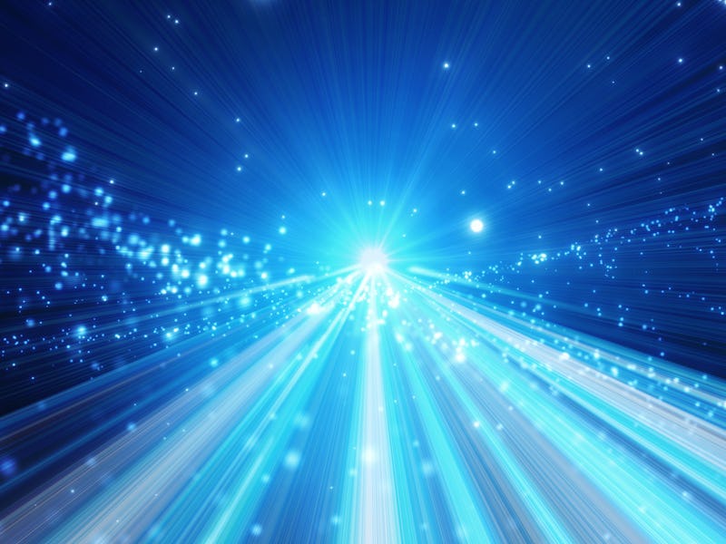 High speed internet network communication and particle in tunnel.