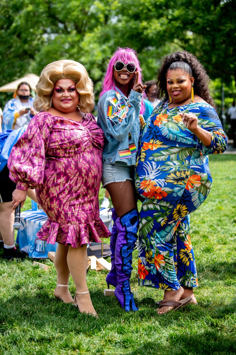 Ginger Minj, Ra'Jah O'Hara, and Silky Nutmeg Ganache of "RuPaul's Drag Race All Stars" Season Six 